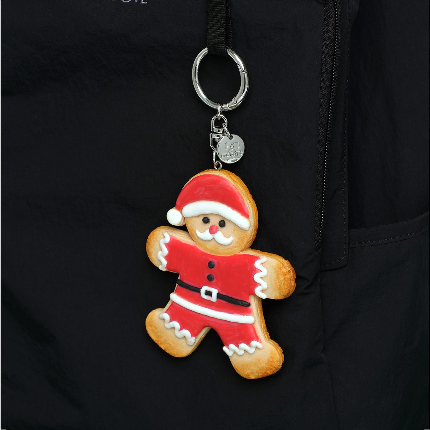 ginger man santa cookie keyring 